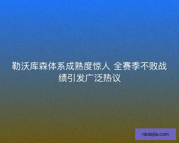 勒沃库森体系成熟度惊人 全赛季不败战绩引发广泛热议